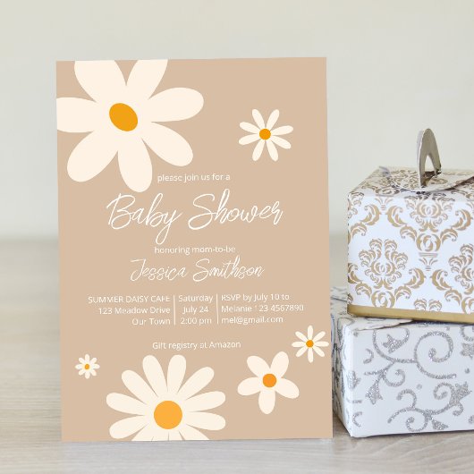Floral daisy retro desert baby shower boho kaart