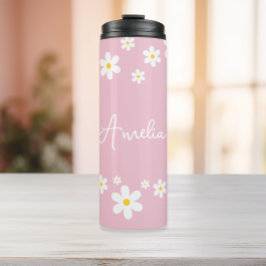 Floral Daisy Roze Gepersonaliseerde Thermische Tum Thermosbeker