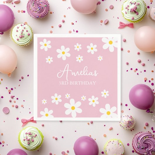 Floral Daisy Roze Party Servet