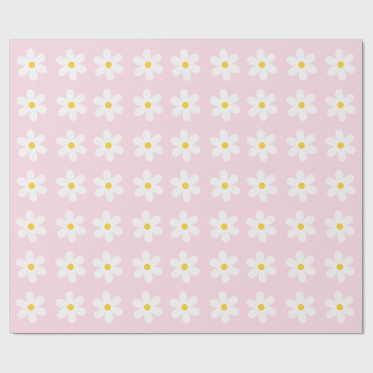 Floral Daisy Roze Wrapping Papier (Vlak)