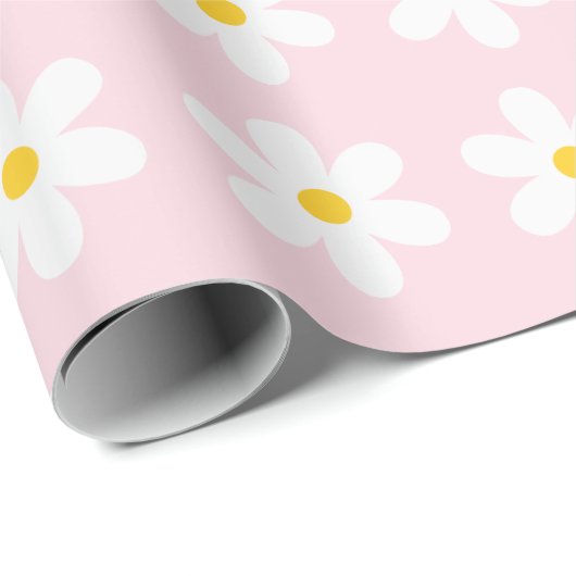 Floral Daisy Roze Wrapping Papier (Rol Hoek)