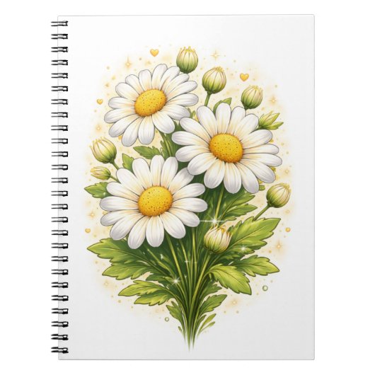 Floral Daisy Spiral Notebook Notitieboek (Voorkant)