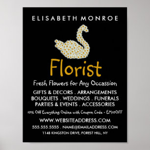 Floral Daisy Swan, Bloemietaal Adverteren Poster