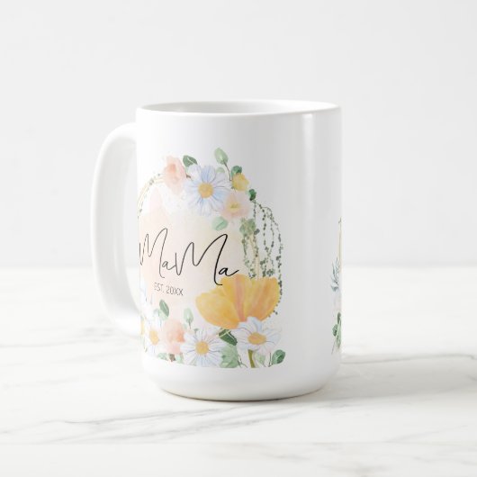 Floral Daisy & Tulp Mama Mok – gepersonaliseerd ca (Voorkant links)