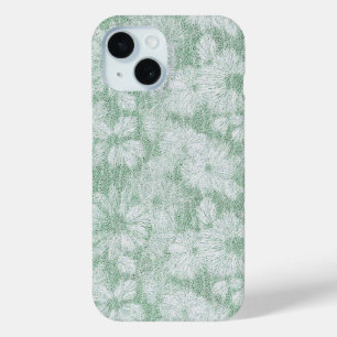 Floral Daisy Velvety Mint Green iPhone 15 Case