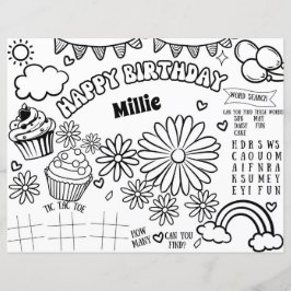 Floral Daisy Verjaardag Kleurplaat