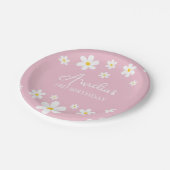 Floral Daisy Verjaardag Roze Papier Bord (Gekanteld)