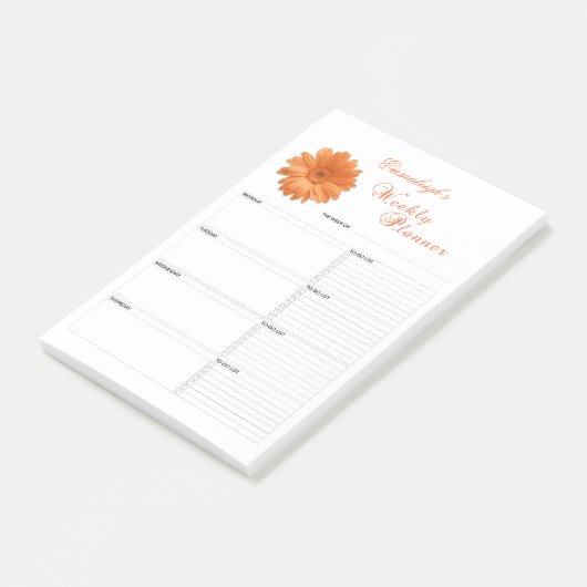 Floral Daisy Weekly Planner Gepersonaliseerd Post-it® Notes (Schuin)