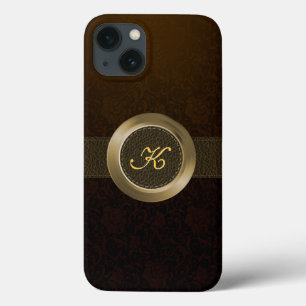  Floral Damascus/legant leder/goudmetaal iPhone 13 Hoesje