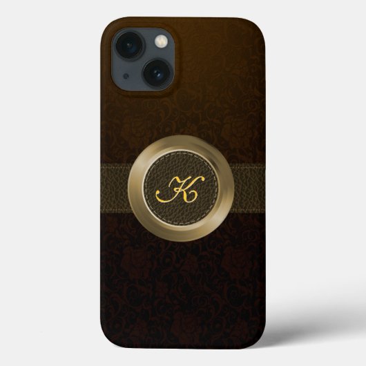  Floral Damascus/legant leder/goudmetaal Case-Mate iPhone Case (Achterkant)