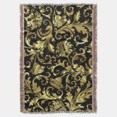 Floral Damascus,  met zwart en metaal 3 Deken (Voorkant Verticaal)