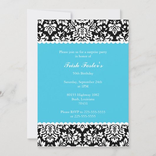 Floral Damask Birthday Kaart (Voorkant)