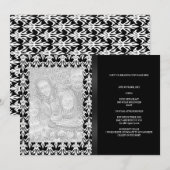 Floral Damask Black & White Photo All Events Kaart (Voorkant / Achterkant)