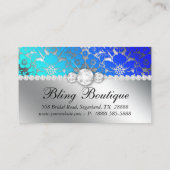 Floral Damask Blue Zee Silver Jewelry Visitekaartje (Achterkant)