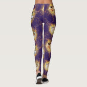  Floral Damask Cute Kitty Cat - Royal Paars Leggings (Achterkant)