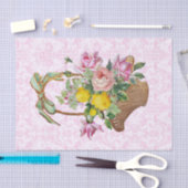 Floral Damask en roze rozen in mand Craft Tissuepapier (Craft)