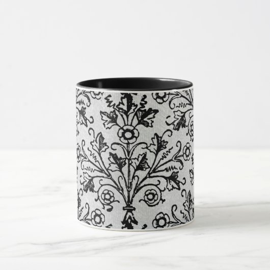 Floral Damask Etching op Grungy Grey Mok (Midden)