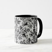 Floral Damask Etching op Grungy Grey Mok (Voorkant rechts)
