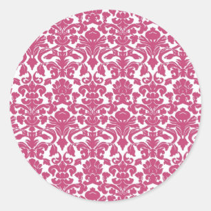 Floral Damask Fuchsia Roos Card Sticker