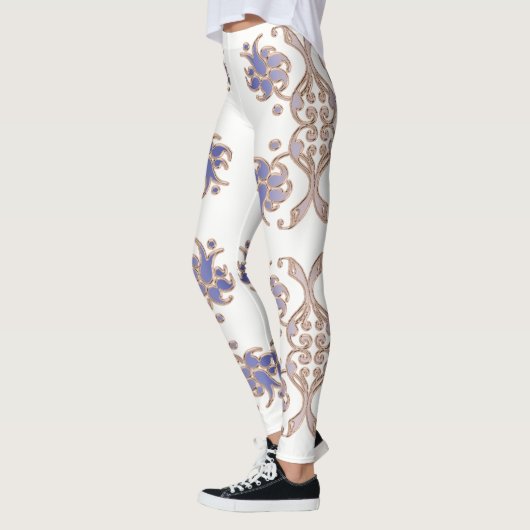 floral damask golden element . leggings (Links)