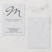Floral Damask Gray Monogram Calligrafie Visitekaartje (Voorkant / Achterkant)