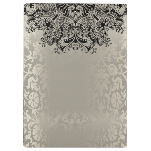  Floral Damask in Antiek Silver Klembord (Achterkant)