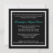 Floral Damask Invite met Blauwgroen Bow Kaart (Achterkant)