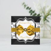 Floral Damask Invite met Gold Bow Kaart (Staand voorkant)