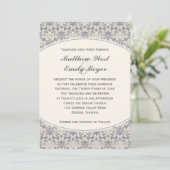 Floral Damask Lace Wedding Invitation Kaart (Staand voorkant)