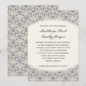 Floral Damask Lace Wedding Invitation Kaart (Voorkant / Achterkant)