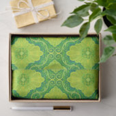 Floral Damask Pattern Green Lemon Yellow Flowers Tissuepapier (Geschenk)