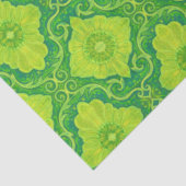 Floral Damask Pattern Green Lemon Yellow Flowers Tissuepapier (Detail)