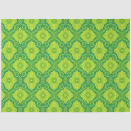 Floral Damask Pattern Green Lemon Yellow Flowers Tissuepapier