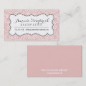 FLORAL DAMASK PATTERN schattig baby roze grijs Visitekaartje (Voorkant / Achterkant)