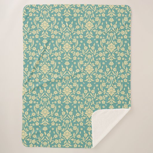 Floral/Damask Pattern Sherpa Blanket Deken (Voorkant)