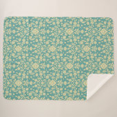 Floral/Damask Pattern Sherpa Blanket Deken (Voorkant (horizontaal))