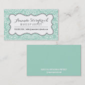 FLORAL DAMASK PATTERN trendy mint grijs Visitekaartje (Voorkant / Achterkant)