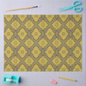 Floral Damask Pattern Yellow Flowers Husk Brown Tissuepapier (Craft)