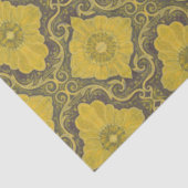 Floral Damask Pattern Yellow Flowers Husk Brown Tissuepapier (Detail)