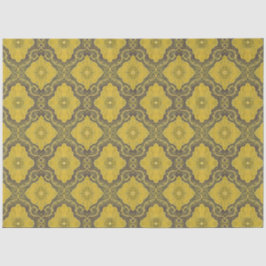 Floral Damask Pattern Yellow Flowers Husk Brown Tissuepapier