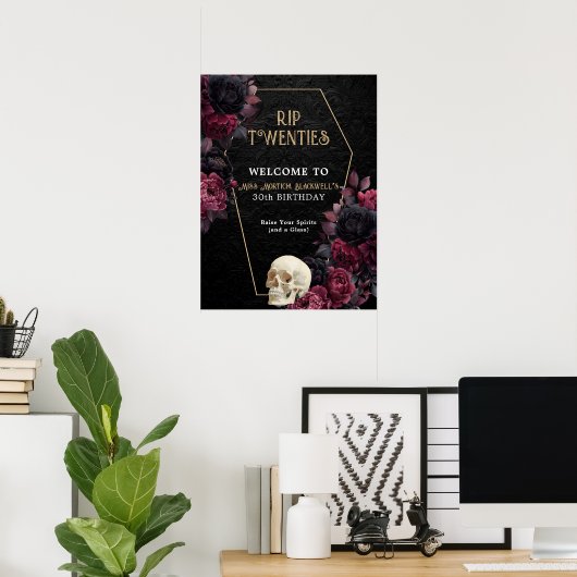 floral Damask RIP Twenties Gothic 30e Verjaardag Poster (Thuiskantoor)