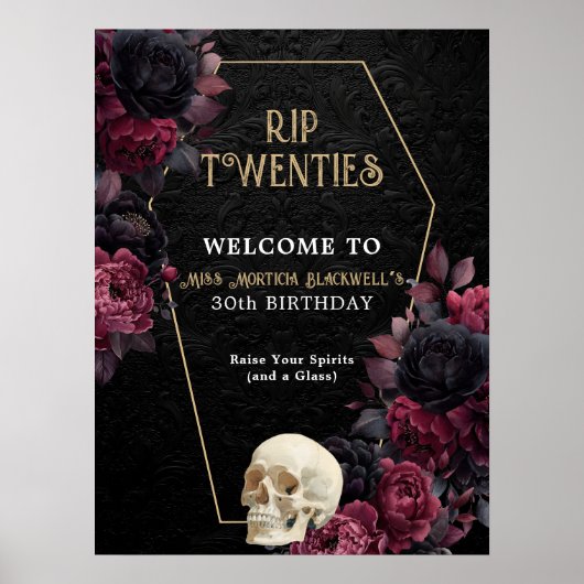 floral Damask RIP Twenties Gothic 30e Verjaardag Poster (Voorkant)
