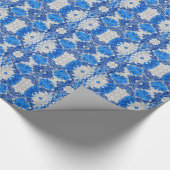 Floral Damask, Sapphire Blue en Grey Cadeaupapier (Hoek)