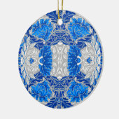 Floral Damask, Sapphire Blue en Grey Keramisch Ornament (Links)