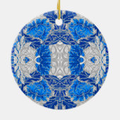 Floral Damask, Sapphire Blue en Grey Keramisch Ornament (Achterkant)