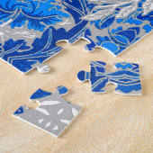 Floral Damask, Sapphire Blue en Grey Legpuzzel (Zijkant)