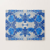 Floral Damask, Sapphire Blue en Grey Legpuzzel (Horizontaal)