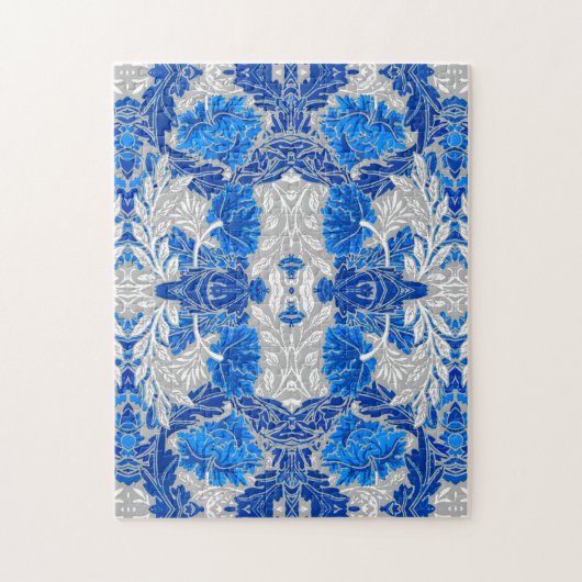 Floral Damask, Sapphire Blue en Grey Legpuzzel (Verticaal)