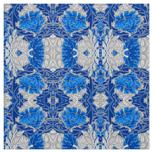 Floral Damask, Sapphire Blue en Grey Stof (Swatch)