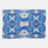 Floral Damask, Sapphire Blue en Grey Theedoek (Horizontaal)
